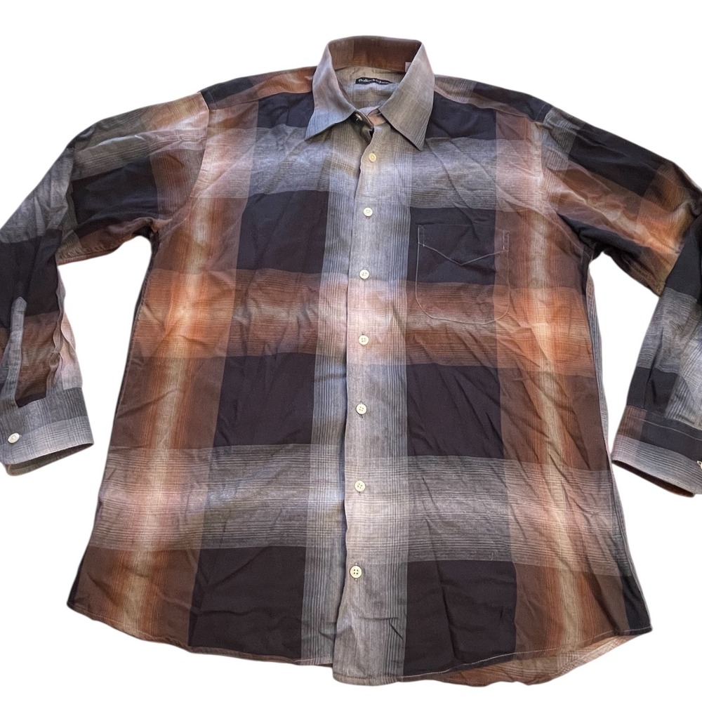 Bullock & Jones Plaid Mens Button Up Shirt Medium Business Casual Made‎ in USA